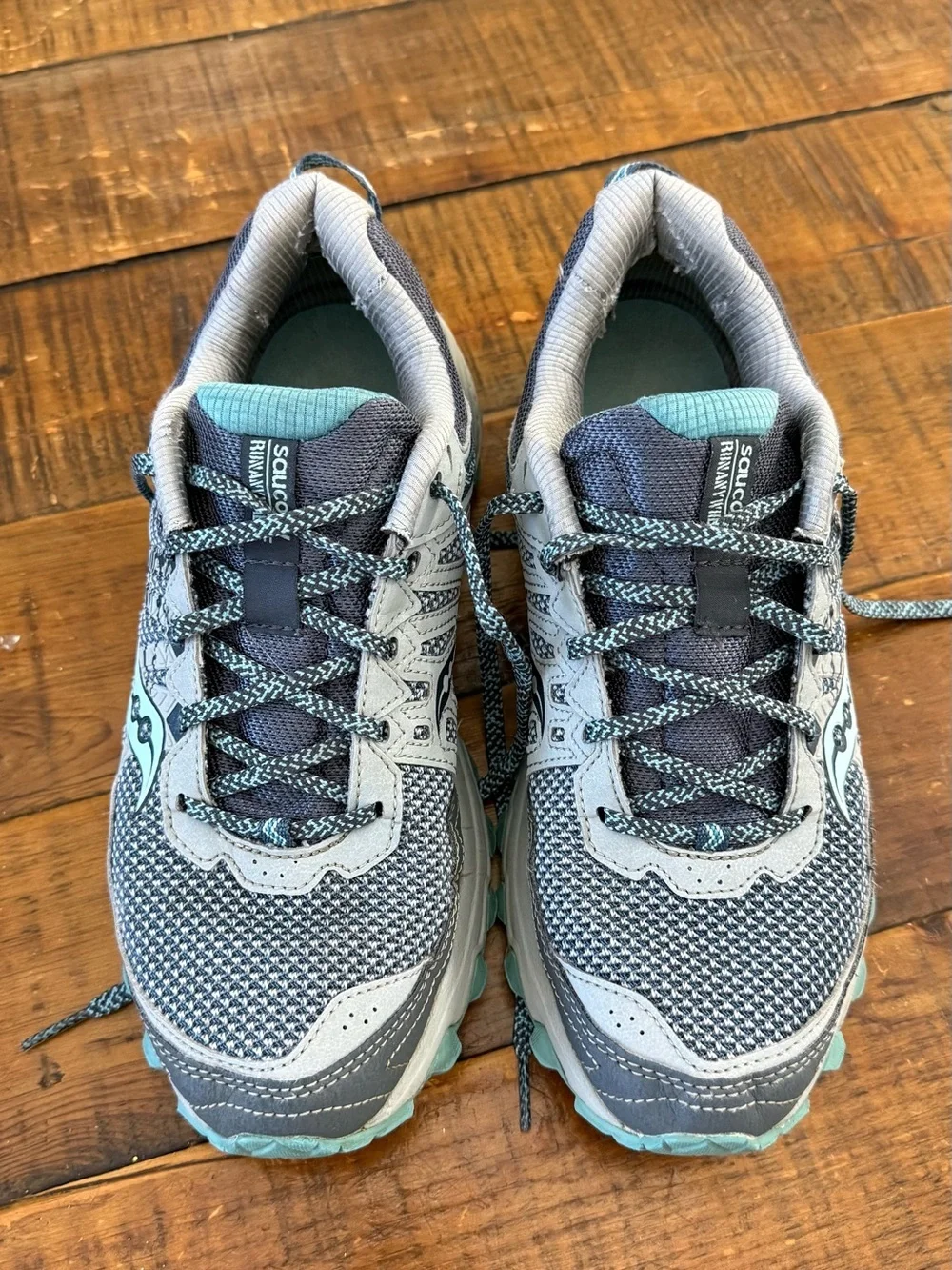 Saucony Trail Running Shoes Women’s Gray Blue Hiking Outdoor Sneakers Size 9.5